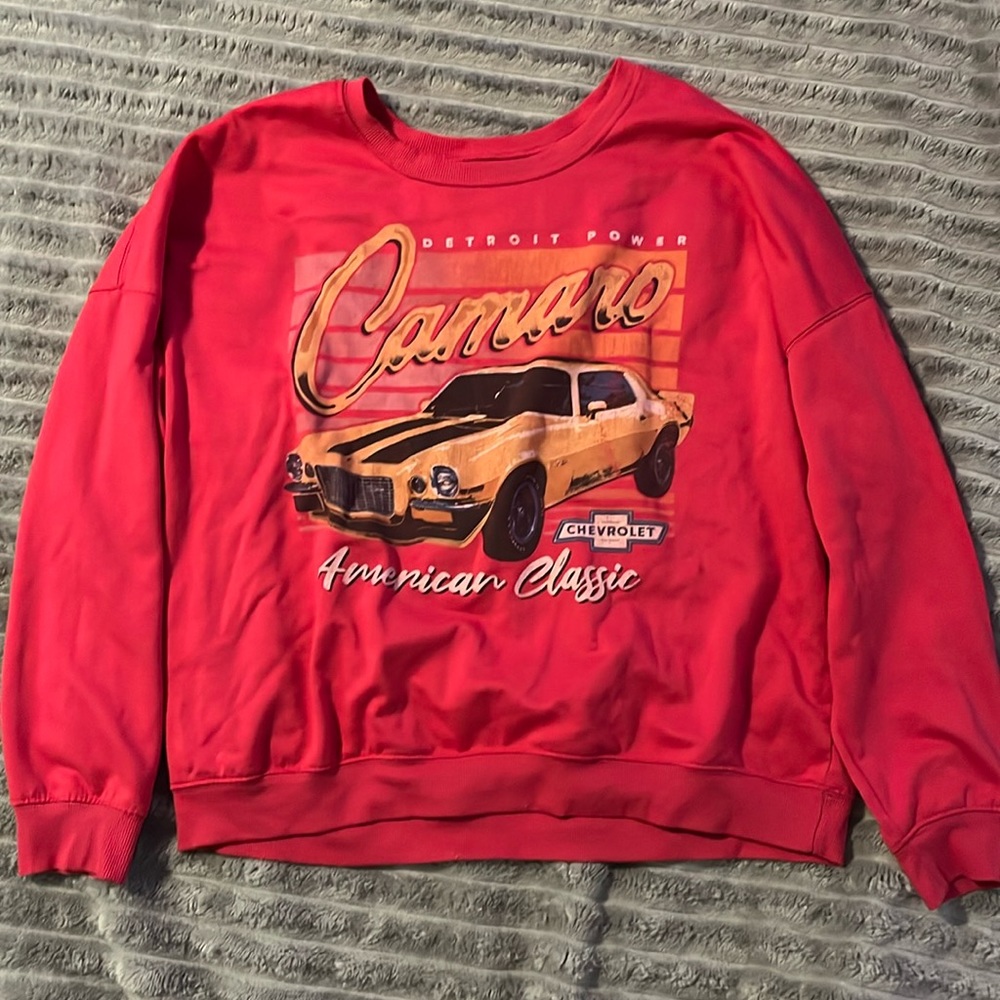 cute graphic sweater a little oversized and off shoulder